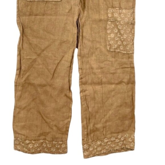 Milio Milano Floral Embroidered Linen Pants 12202 Small New - Picture 2 of 4